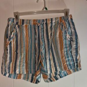 Briggs New York Multicolor Striped Shorts, Waist Pull-String, Back Pockets, L